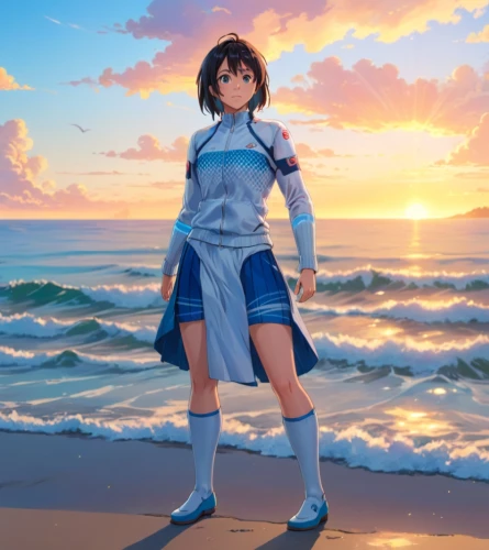 ocean,beach background,sea,aqua,mako,blue sea,ocean background,sea ocean,by the sea,maimi fl,himuto,sanya,beach scenery,azure,honolulu,the sea,ocean blue,cg artwork,sea-shore,anime japanese clothing,Anime,Anime,Realistic