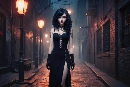 gothic woman,gothic fashion,gothic dress,goth woman,vampire woman,gothic portrait,dark gothic mood,gothic style,vampire lady,gothic,alleyway,sorceress,dark angel,goth,goth subculture,goth whitby weekend,goth like,the enchantress,alley,lady of the night,Illustration,Japanese style,Japanese Style 03