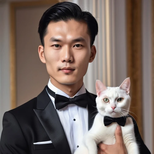 tuxedo,tuxedo just,asian semi-longhair,chinese pastoral cat,janome chow,james bond,han thom,gentlemanly,kaew chao chom,kai yang,formal guy,amnat charoen,the cat and the,handsome model,groom,feline look,jiji the cat,white cat,tom cat,miyeok guk,Photography,General,Realistic