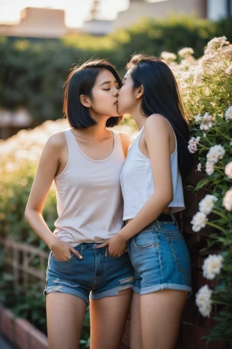 two girls,sisters,girl kiss,muah,young women,women friends,making out,beautiful women,photo shoot for two,kimjongilia,twin flowers,two friends,genes,mom and daughter,jeans background,duo,vietnamese,peruvian women,teens,kisses,Illustration,American Style,American Style 15