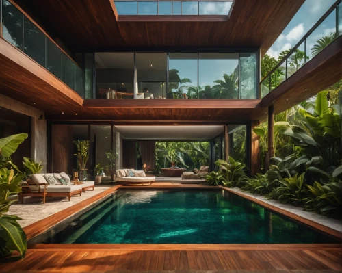 pool house,tropical house,modern architecture,luxury property,modern house,luxury home,glass roof,florida home,beautiful home,glass wall,corten steel,luxury home interior,crib,cubic house,dunes house,tropical jungle,tropical greens,mid century house,cube house,interior modern design,Photography,General,Fantasy