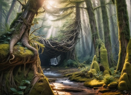 elven forest,forest landscape,fairy forest,enchanted forest,fairytale forest,fantasy landscape,forest background,old-growth forest,forest glade,world digital painting,forest path,riparian forest,cartoon video game background,forests,the forest,green forest,holy forest,redwoods,fantasy picture,forest,Photography,General,Realistic