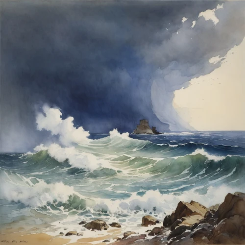 stormy sea,sea storm,coastal landscape,landscape with sea,seascape,sea landscape,rocky coast,seascapes,el mar,beach landscape,stormy,storm,joseph turner,the wind from the sea,carol colman,sea stack,thomas moran,rogue wave,arklow wind,cliff coast,Illustration,Paper based,Paper Based 23