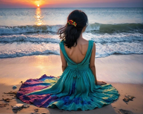 beach moonflower,girl in a long dress,girl in a long dress from the back,sea breeze,mermaid background,mermaid silhouette,gypsy soul,girl on the dune,sea-shore,flower in sunset,by the sea,beach background,beautiful beach,sun and sea,longing,mermaid tail,inner peace,contemplation,peacefulness,meditate,Conceptual Art,Graffiti Art,Graffiti Art 04