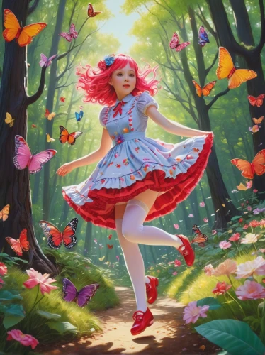 ballerina in the woods,little girl fairy,fae,rosa 'the fairy,child fairy,fairies aloft,faerie,flower fairy,fairy forest,rosa ' the fairy,fairy world,faery,wonderland,fairy tale character,acerola,fairy,alice in wonderland,girl in flowers,fantasy picture,little girl twirling,Conceptual Art,Sci-Fi,Sci-Fi 21