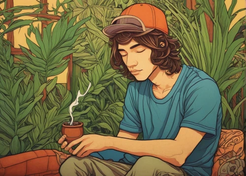 houseplant,leafy,clementine,garden pipe,gardening,coffee tea illustration,greenhouse,tobacco bush,stoner,gardener,digital illustration,sativa,indoor,tumblr icon,weeds,crop plant,herb,dipper,cultivation,growers,Illustration,Japanese style,Japanese Style 15