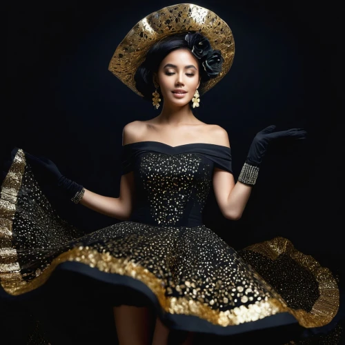 flamenco,snake charming,the hat of the woman,black and gold,matador,tiger lily,queen bee,queen of the night,sombrero,evening dress,mariachi,fashion shoot,deepika padukone,callas,fashion illustration,gold filigree,the hat-female,beautiful bonnet,fabulous,dress form,Photography,Fashion Photography,Fashion Photography 26
