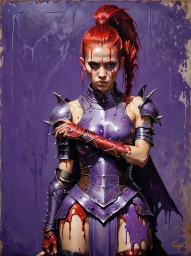 female warrior,huntress,swordswoman,dripping blood,painter doll,blood spatter,self heal,warrior woman,fantasy portrait,vampire woman,gothic portrait,fantasy art,harley quinn,vampire lady,femicide,fantasy warrior,evil woman,blood stain,bloody mary,game art,Conceptual Art,Fantasy,Fantasy 15