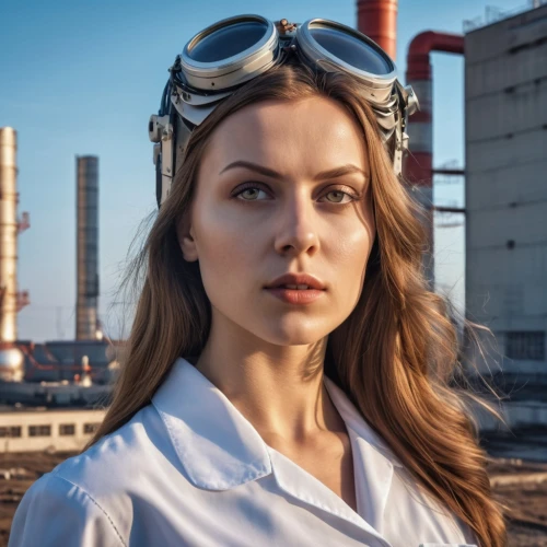 petrochemical,petrochemicals,chemical engineer,women in technology,engineer,female worker,oil industry,gas compressor,refinery,coveralls,chemical plant,pollution mask,biologist,oil cosmetic,personal protective equipment,scientist,female doctor,respiratory protection,fluoroethane,petroleum