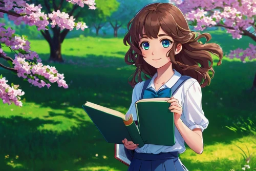 spring background,euphonium,springtime background,japanese sakura background,sakura background,chestnut blossom,spring leaf background,flower background,girl studying,blooming field,clover meadow,spring blossoms,picking flowers,cheery-blossom,holding flowers,chidori is the cherry blossoms,tsumugi kotobuki k-on,mikuru asahina,blooming tree,author,Illustration,American Style,American Style 01