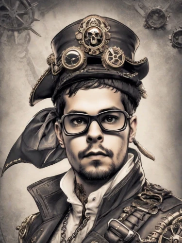 steampunk,pirate,steam icon,steampunk gears,pirates,twitch icon,fantasy portrait,custom portrait,jolly roger,ship doctor,portrait background,artist portrait,pirate treasure,edit icon,galleon,pirate flag,piracy,key-hole captain,napoleon bonaparte,seafarer