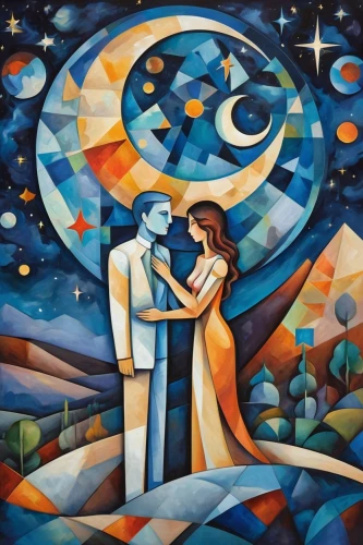 dancing couple,romantic scene,honeymoon,latin dance,argentinian tango,motif,young couple,man and wife,man and woman,art painting,celestial bodies,amorous,astronomers,astronomy,ballroom dance,two people,holy family,romantic night,wedding couple,courtship,Art,Artistic Painting,Artistic Painting 45