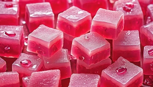 gelatin dessert,coconut cubes,sugar cubes,currant popsicles,gelatin,ice cubes,gummy watermelon,gummies,rock candy,pink squares,nata de coco,cubes,rhubarb,iced-lolly,the level of sugar in the blood,sugar candy,gummybears,gummi candy,jello salad,strawberry popsicles,Photography,General,Realistic