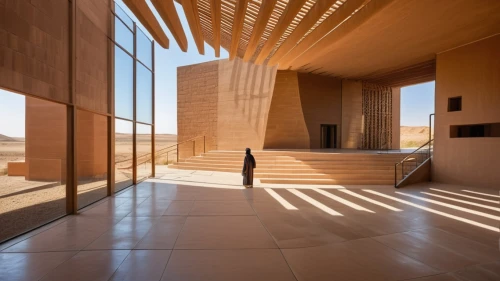 dunes house,corten steel,daylighting,qasr azraq,archidaily,laminated wood,qumran,cubic house,iranian architecture,timber house,modern architecture,the threshold of the house,outside staircase,slat window,admer dune,united arab emirates,hallway space,interior modern design,contemporary decor,architectural,Photography,General,Realistic