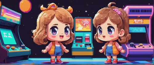 vector girl,arcade,retro girl,candy island girl,retro styled,game character,arcade games,arcade game,harajuku,naginatajutsu,arcades,pixaba,kawaii girl,retro diner,shopkeeper,chibi girl,cpu,bun,convenience store,penny bun,Illustration,Japanese style,Japanese Style 01