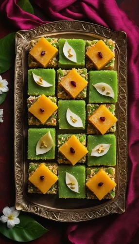 diwali sweets,indian sweets,south asian sweets,mandarin cake,star fruit,thai dessert,besan barfi,sweetmeats,mango pudding,tumpeng,exotic fruits,sliced tangerine fruits,golden lotus flowers,hors' d'oeuvres,canapes,starfruit,coconut cubes,fruit blossoms,marzipan figures,asian green oranges,Photography,General,Fantasy