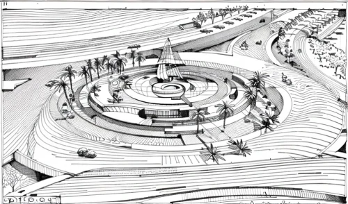 traffic circle,cd cover,klaus rinke's time field,concentric,roundabout,topography,highway roundabout,spatialship,reinforced concrete,meanders,vector spiral notebook,complexity,computer tomography,macroperspective,panopticon,winding roads,landform,panoramical,time spiral,open spiral notebook,Design Sketch,Design Sketch,None