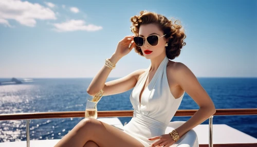 on a yacht,joan crawford-hollywood,50's style,vintage 1950s,girl on the boat,grace kelly,marylin monroe,royal yacht,vintage fashion,ocean liner,art deco woman,pinup girl,at sea,natalie wood,model years 1960-63,retro pin up girl,retro woman,retro women,cruise ship,queen mary 2,Photography,Black and white photography,Black and White Photography 09