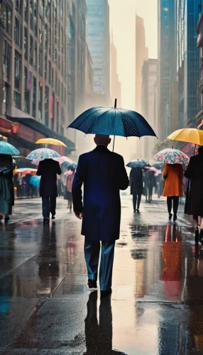 man with umbrella,asian umbrella,walking in the rain,umbrella,umbrellas,japanese umbrella,cocktail umbrella,umbrella pattern,wall street,overhead umbrella,japanese umbrellas,a pedestrian,pedestrian,huge umbrellas,hong kong,raindops,brolly,blue rain,street photography,people walking,Photography,General,Realistic