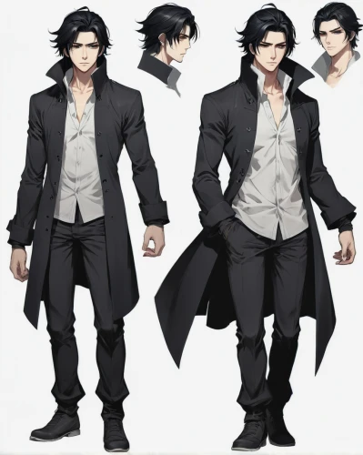 male character,dark suit,ren,tuxedo just,yukio,black coat,trench coat,3d crow,vax figure,suit of spades,overcoat,corvin,frock coat,dracula,stylish boy,main character,butler,rose png,gladiolus,game character,Unique,Design,Character Design