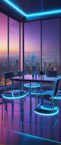 boardroom,neon light drinks,blur office background,neon coffee,sky apartment,neon cocktails,neon human resources,unique bar,meeting room,piano bar,blue room,conference room,visual effect lighting,neon drinks,ufo interior,penthouse apartment,neon lights,conference table,blue hour,conference room table,Conceptual Art,Oil color,Oil Color 02