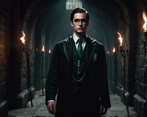 potter,albus,harry potter,hogwarts,wizardry,potions,academic dress,the wizard,school uniform,riddler,candle wick,gothic portrait,wizard,scholar,professor,green jacket,hall of the fallen,librarian,magistrate,cosplay image,Illustration,Black and White,Black and White 09