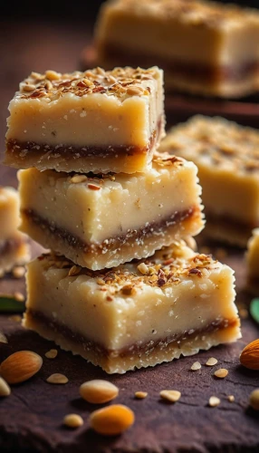 caramel shortbread,besan barfi,turrón,shortbread,chikki,irish potato candy,parmesan wafers,wafer cookies,coconut candy,peanut brittle,baklava,rasgula,parmigiano-reggiano,nougat corners,torrone,almond biscuit,florentine biscuit,halva,nut-nougat cream,castella,Photography,General,Cinematic