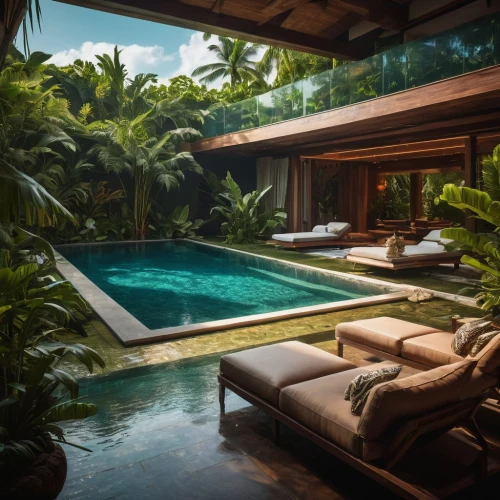 tropical house,pool house,luxury property,tropical jungle,holiday villa,infinity swimming pool,tropical greens,tropical island,bali,luxury home interior,outdoor pool,tropics,swimming pool,ubud,beautiful home,luxury home,cabana,luxury,secluded,luxury real estate,Photography,General,Fantasy