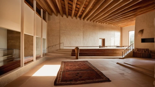 pilgrimage chapel,christ chapel,monastery israel,chapel,qasr azraq,archidaily,wooden church,timber house,wooden beams,wooden sauna,iranian architecture,wooden floor,palace of knossos,home interior,wood floor,daylighting,qumran,house of prayer,interiors,the interior of the,Photography,General,Realistic