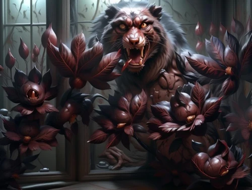 leopard's bane,forest king lion,posavac hound,iron gate,pinecones,rotglühender poker,boar,crown-of-thorns,hall of the fallen,noble roses,blood hound,krampus,predation,werewolf,druid,wreath of flowers,northrend,werewolves,thorns,crown of thorns