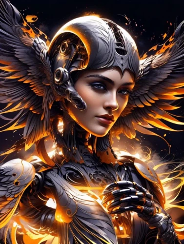 fire angel,dark angel,archangel,fantasy art,black angel,fantasy woman,the archangel,sorceress,phoenix,heroic fantasy,female warrior,athena,biomechanical,angelology,warrior woman,fantasy picture,angels of the apocalypse,firebird,firebirds,birds of prey