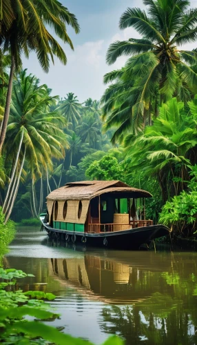 kerala,backwaters,kerala porotta,srilanka,sri lanka,boat landscape,cochin,floating huts,taxi boat,bangladesh,fishing float,coconut trees,water transportation,sri lanka lkr,idyllic,river landscape,tropical island,cameroon,floating on the river,vietnam,Photography,General,Realistic