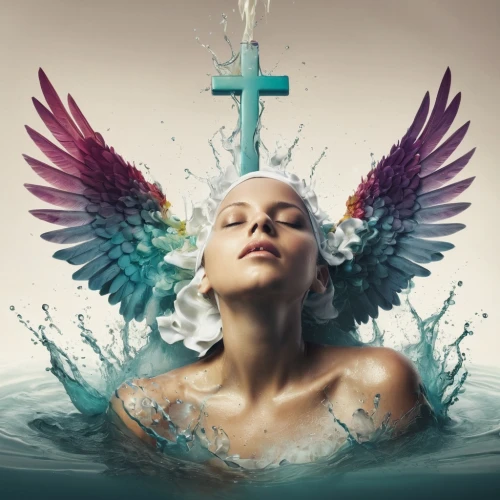 the angel with the cross,holy spirit,baptism,image manipulation,archangel,angelology,cd cover,divine healing energy,the archangel,pisces,photo manipulation,dove of peace,aquarius,uriel,angel's tears,crucifix,siren,water-the sword lily,jesus christ and the cross,photoshop manipulation,Photography,Artistic Photography,Artistic Photography 05
