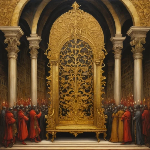 pentecost,bernini altar,tabernacle,the order of cistercians,church painting,clergy,metropolitan bishop,auxiliary bishop,pilgrimage chapel,detail,carmelite order,vestment,twelve apostle,the abbot of olib,the throne,church choir,altar,priesthood,corpus christi,eucharistic,Illustration,Abstract Fantasy,Abstract Fantasy 09