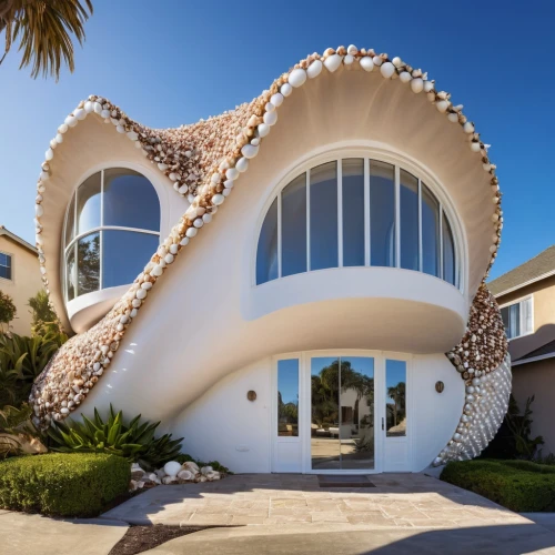 roof domes,dunes house,florida home,semi circle arch,beach house,luxury real estate,house of the sea,futuristic architecture,clam shell,large home,hermit crab,cubic house,luxury home,beautiful home,chambered nautilus,nautilus,luxury property,beachhouse,architectural style,house shape