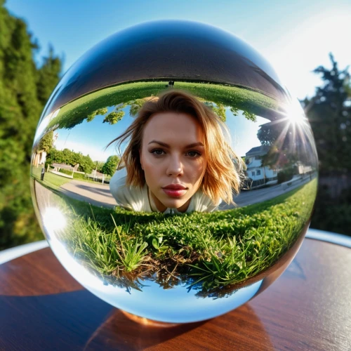 crystal ball-photography,lensball,glass sphere,fish eye,fisheye lens,crystal ball,glass ball,lens reflection,magnifying lens,photo lens,globes,spherical image,looking glass,parabolic mirror,glass picture,camera lens,outside mirror,exterior mirror,little planet,lens,Photography,General,Realistic
