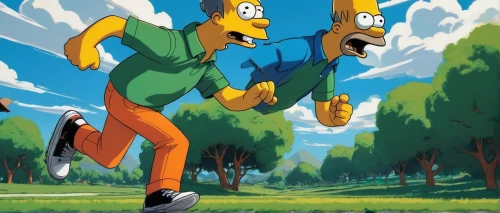 two running dogs,cartoon forest,moc chau hill,goofy,homer,a pair of geese,sakana,homer simpsons,run,flanders,bart,cangaroo,tree loc sesame,bird couple,aa,simson,bart owl,boomerang,retro cartoon people,to run,Conceptual Art,Sci-Fi,Sci-Fi 23