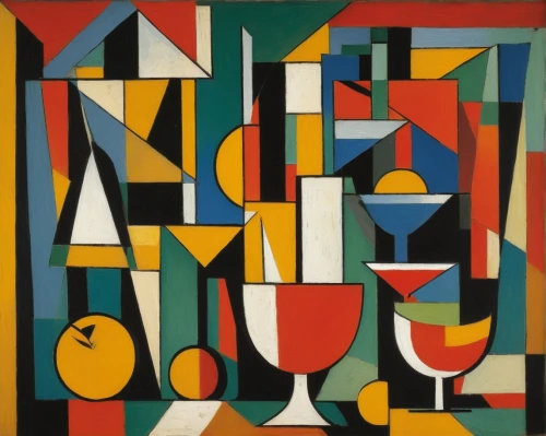 cubism,wineglass,still-life,picasso,mondrian,braque francais,stemware,bellini,barware,wine glass,martini glass,parcheesi,abstract shapes,still life,abstract art,composition,the dining board,cocktail glass,martini,glas,Art,Artistic Painting,Artistic Painting 35