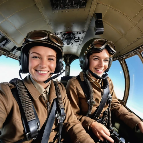 boeing b-17 flying fortress,tandem flight,tandem skydiving,girl scouts of the usa,tandem jump,pathfinders,flight engineer,1940 women,peaked cap,cockpit,helicopter pilot,airmen,smiley girls,general aviation,boeing b-29 superfortress,us air force,douglas aircraft company,stewardess,boeing b-50 superfortress,pilotfish,Photography,General,Realistic