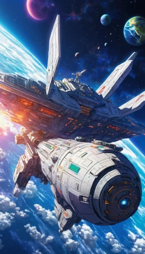 victory ship,fast space cruiser,space ships,cg artwork,star ship,valerian,battlecruiser,light cruiser,starship,federation,millenium falcon,spaceships,mg j-type,ship of the line,space ship,galaxy express,vulcania,flagship,carrack,dreadnought,Illustration,Japanese style,Japanese Style 03