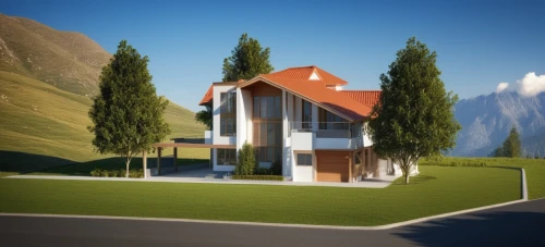 house in the mountains,modern house,house in mountains,3d rendering,small house,residential house,mid century house,mountain hut,build by mirza golam pir,eco-construction,render,little church,miniature house,school design,private house,swiss house,villa,holiday villa,little house,modern architecture,Photography,General,Realistic