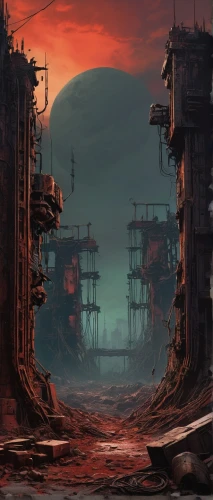 post-apocalyptic landscape,wasteland,destroyed city,futuristic landscape,ruins,industrial landscape,post apocalyptic,ancient city,desolation,gunkanjima,scorched earth,barren,ship wreck,ruin,industrial ruin,desolate,lost place,post-apocalypse,lostplace,the ruins of the,Illustration,Realistic Fantasy,Realistic Fantasy 06