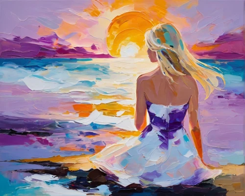 la violetta,mermaid silhouette,sea-lavender,sun and sea,oil painting on canvas,ultraviolet,sea beach-marigold,sailing blue purple,mermaid background,purple landscape,oil painting,girl on the river,girl on the dune,art painting,sea breeze,woman silhouette,sea landscape,sea-shore,girl walking away,seascape,Conceptual Art,Oil color,Oil Color 20