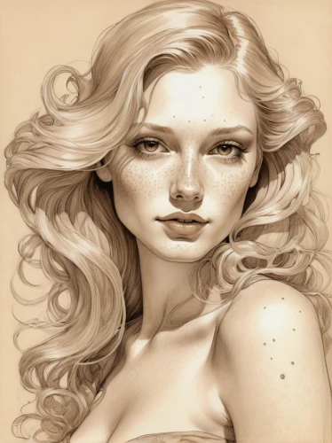 girl drawing,pencil drawings,blonde woman,girl portrait,fashion illustration,white lady,blond girl,watercolor pin up,fantasy portrait,pencil art,young woman,pencil drawing,blonde girl,sepia,photo painting,chalk drawing,art painting,botticelli,charcoal drawing,illustrator,Illustration,Paper based,Paper Based 17