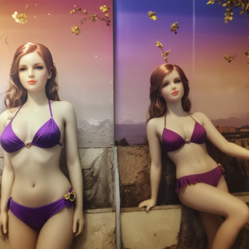 two piece swimwear,mannequins,swimwear,store window,shop-window,shop window,agent provocateur,gradient mesh,display window,mannequin,butterfly dolls,summer items,mermaid background,shopwindow,cattleya,color is changable in ps,image manipulation,purple background,digital compositing,cosmetics counter,Photography,Documentary Photography,Documentary Photography 30