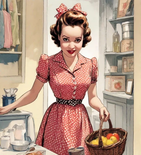 girl in the kitchen,housewife,housework,washing dishes,homemaker,vintage kitchen,retro 1950's clip art,vintage 1950s,vintage illustration,50's style,domestic,cleaning woman,woman holding pie,vintage women,domestic life,retro women,chores,vintage woman,retro pin up girl,retro woman,Digital Art,Comic