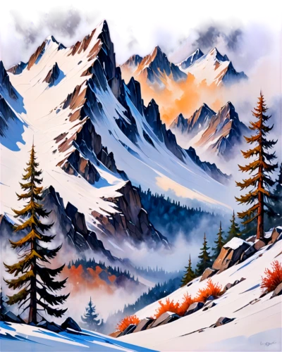 snow landscape,winter landscape,snowy landscape,snowy peaks,mountain scene,winter background,snow scene,snowy mountains,mountain landscape,snow mountains,mountains snow,mountainous landscape,autumn mountains,snow mountain,salt meadow landscape,snow trees,christmas landscape,landscape mountains alps,coniferous forest,ice landscape,Conceptual Art,Oil color,Oil Color 20