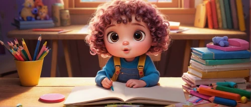 agnes,cute cartoon character,girl studying,cute cartoon image,child with a book,pumuckl,monchhichi,merida,little girl reading,clay animation,child's diary,kids illustration,animated cartoon,syndrome,fluffy diary,pencil,children's background,illustrator,animator,beautiful pencil,Art,Classical Oil Painting,Classical Oil Painting 31