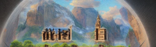 church painting,basil's cathedral,world digital painting,fantasy landscape,cathedral,fantasy picture,gothic church,background with stones,church towers,spire,landscape background,altar bell,mountain settlement,zion,mountain scene,schwabentor,templedrom,futuristic landscape,stone towers,saint basil's cathedral,Realistic,Foods,None