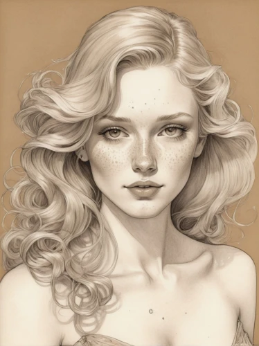 blonde woman,sepia,girl drawing,white lady,pencil drawings,kraft paper,blonde girl,blond girl,fashion illustration,girl portrait,pencil art,marylyn monroe - female,palomino,chalk drawing,botticelli,pencil drawing,portrait of a girl,young woman,vintage drawing,girl in a long,Illustration,Paper based,Paper Based 17